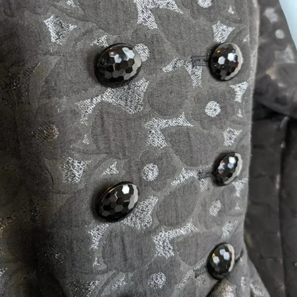 Betsey Johnson Black Floral Buttoned Coat - Picture 6 of 7